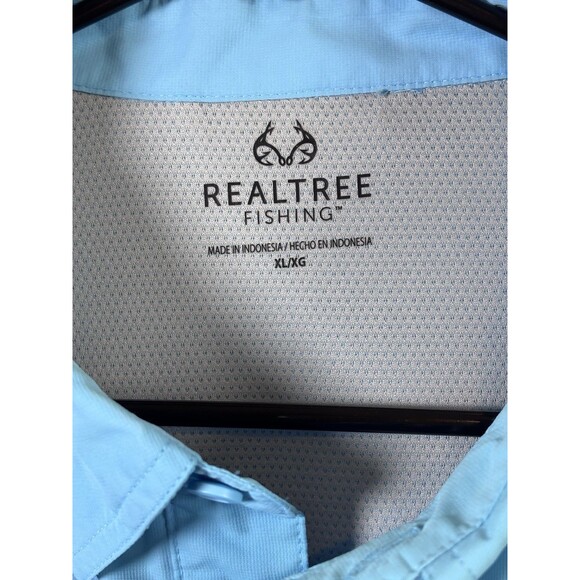 RealTree Fishing Shirt Mens XL Light Blue Button Up Vented Pockets Lightweight - Picture 14 of 16